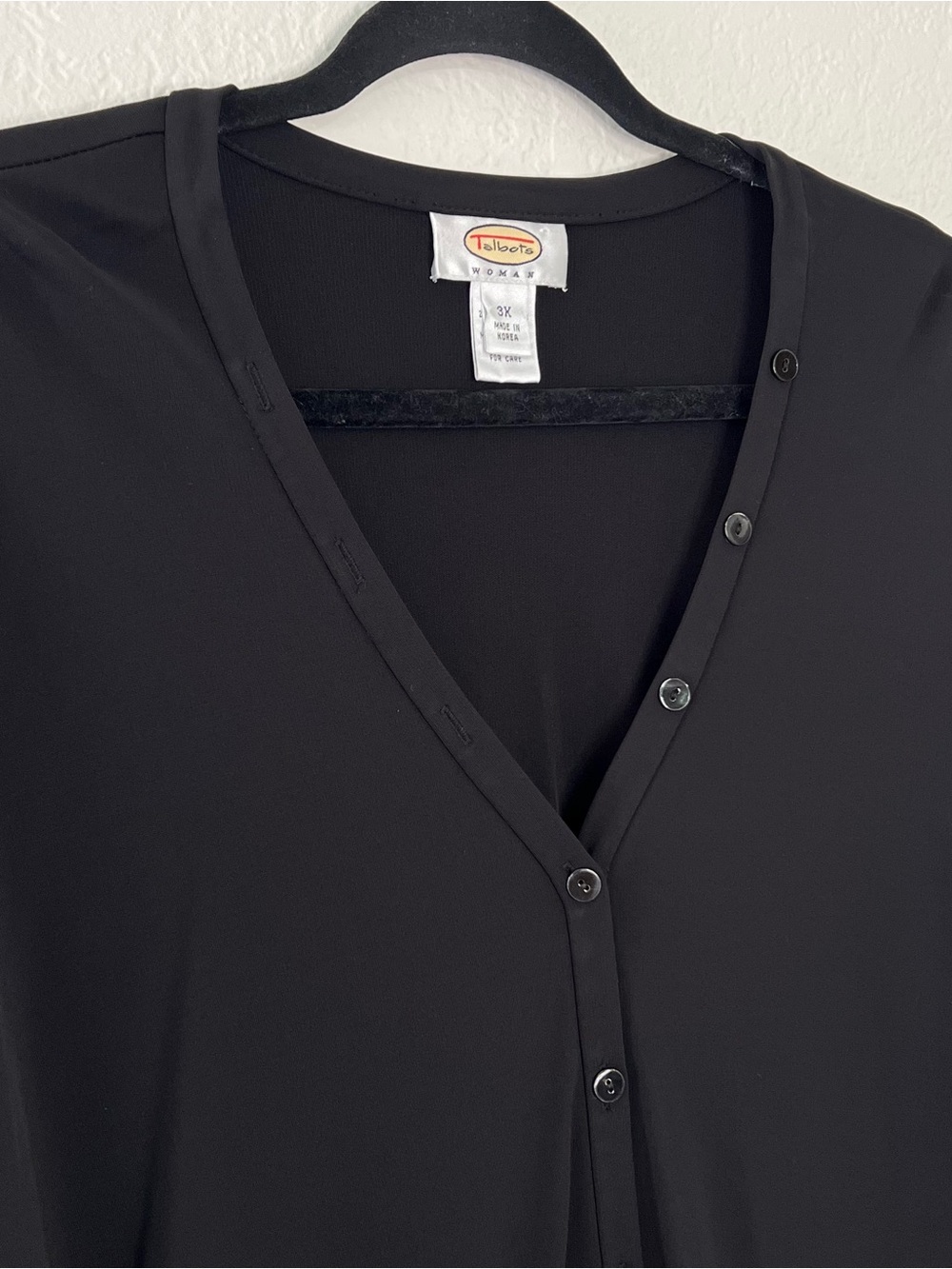 VTG Talbots Women’s Plus Size 3X Black Button Up V Neck Blouse Cardigan Top - Picture 3 of 9